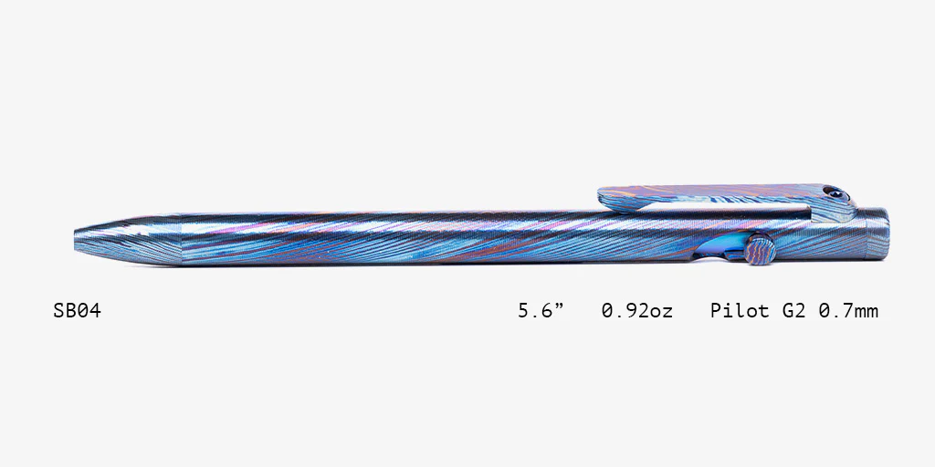 Full Titanium Damascus Slim Bolt Action Pens [Standard] - Image 4